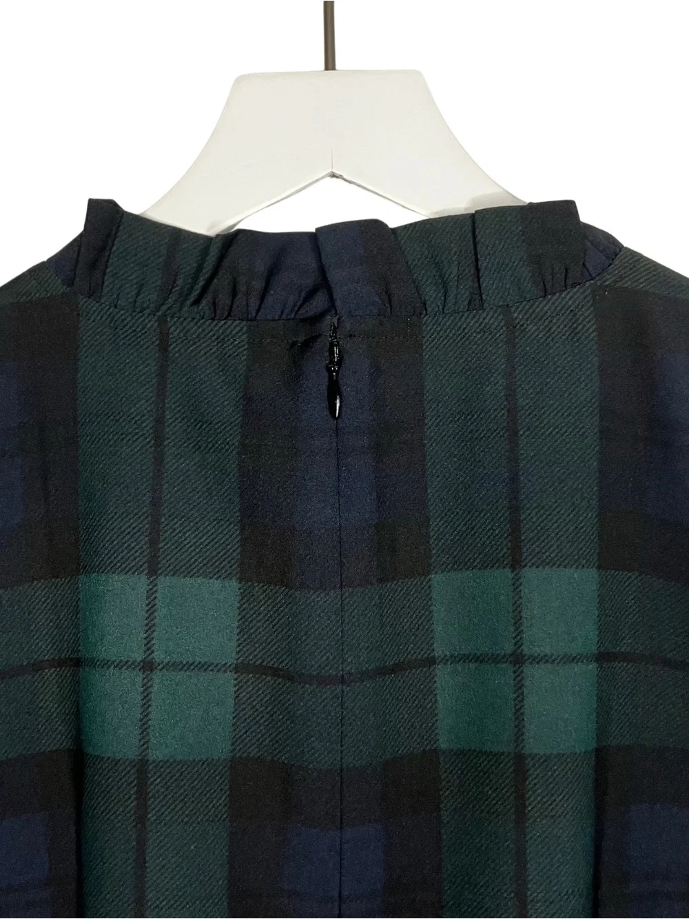 J. Crew Black Watch Plaid Mini Dress Shift Christmas Holiday Preppy Ruffle 8